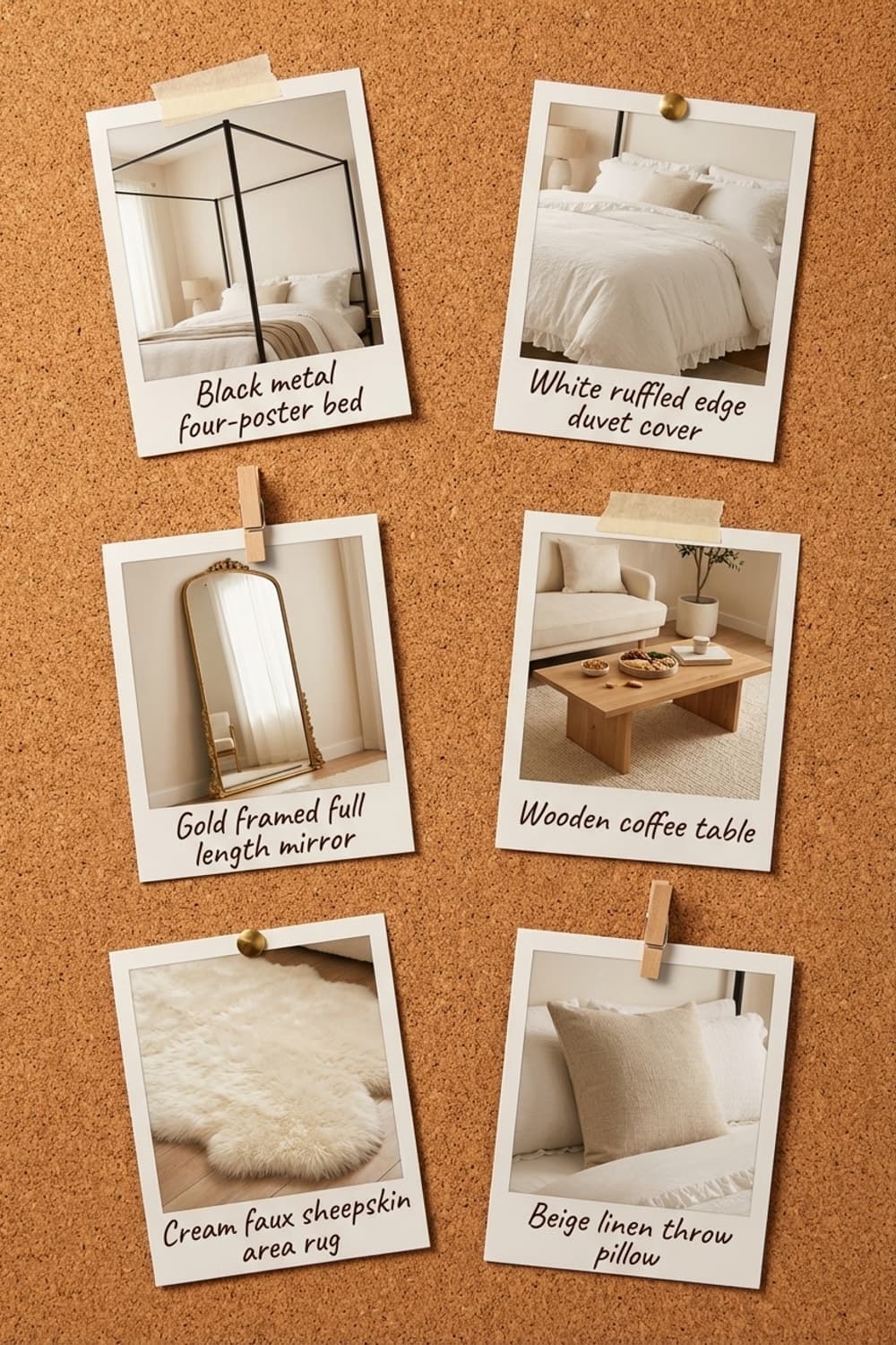 Dawn Light, Dreaming Cat - bedroom, beige, cream, white, four-poster bed - Get the Look Board