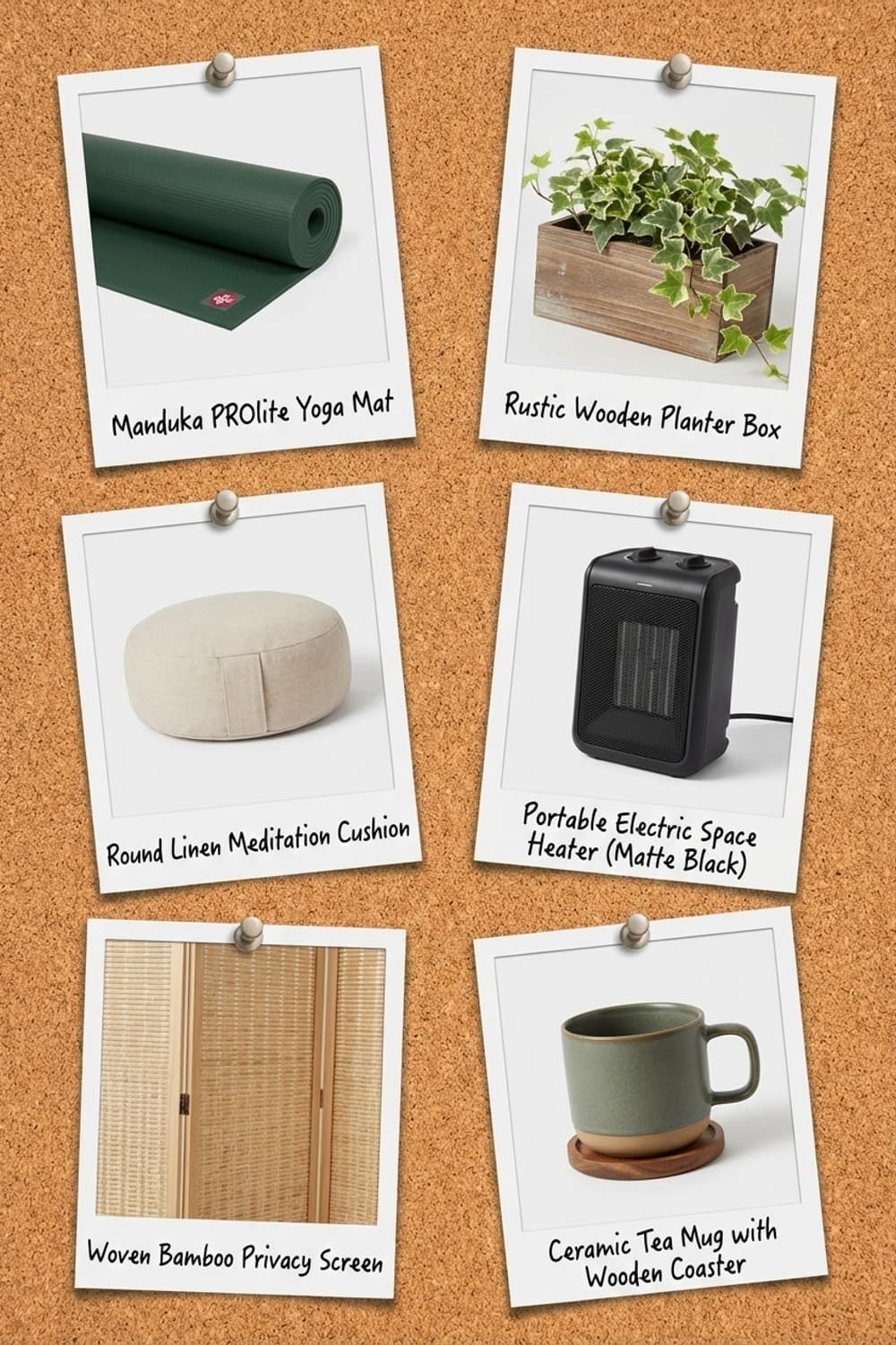 Balcony Sanctuary, Stillness and Steam - balcony, patio, orange cat, yoga mat, wood table - Get the Look Board