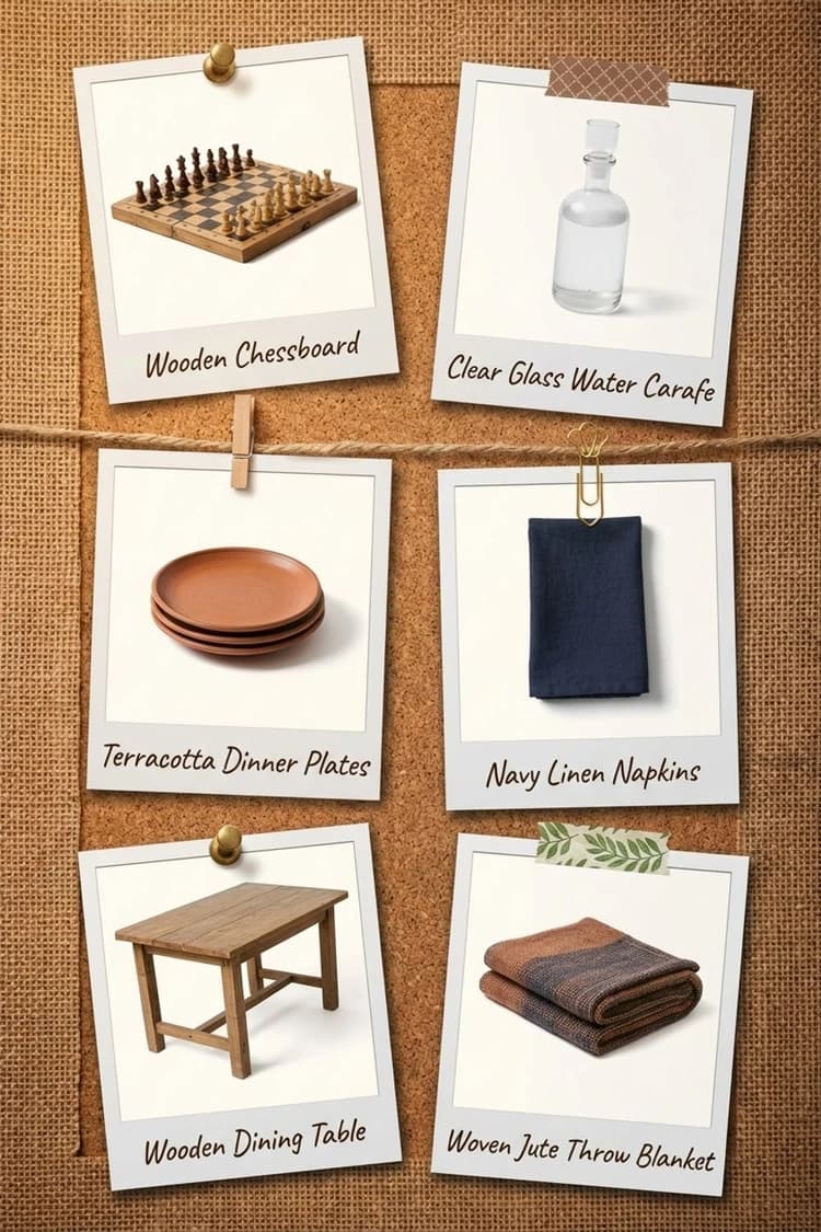 Rainy Days Were Made For This - outdoor living, patio, terracotta, wood table, chessboard - Get the Look Board