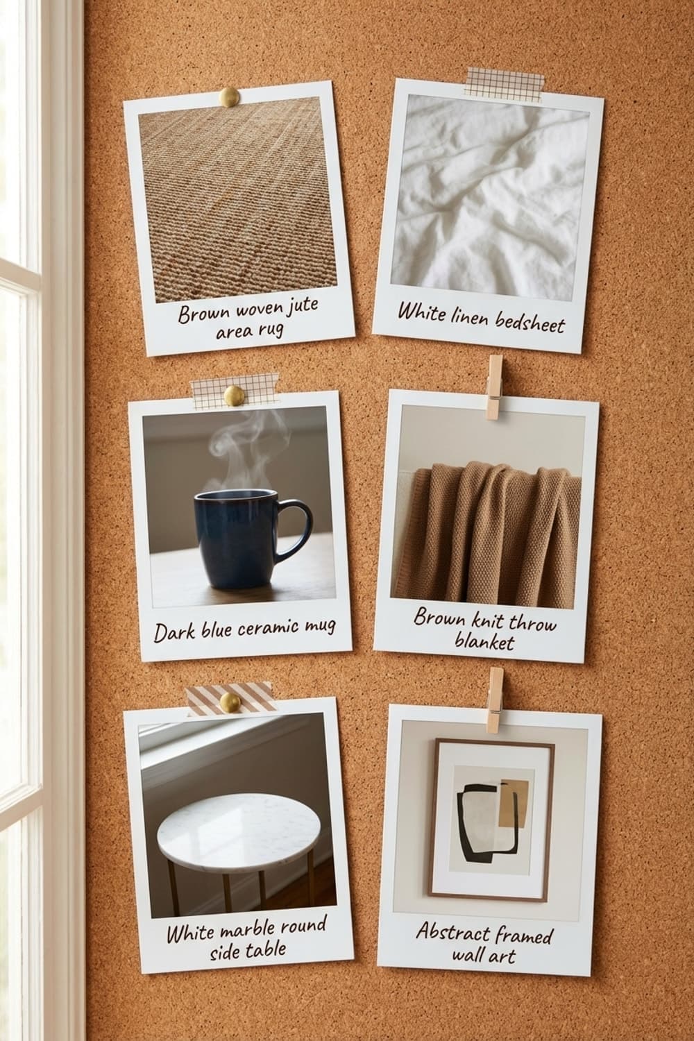 She Left the Croissant Behind - bedroom, white, brown, marble table, throw blanket - Get the Look Board