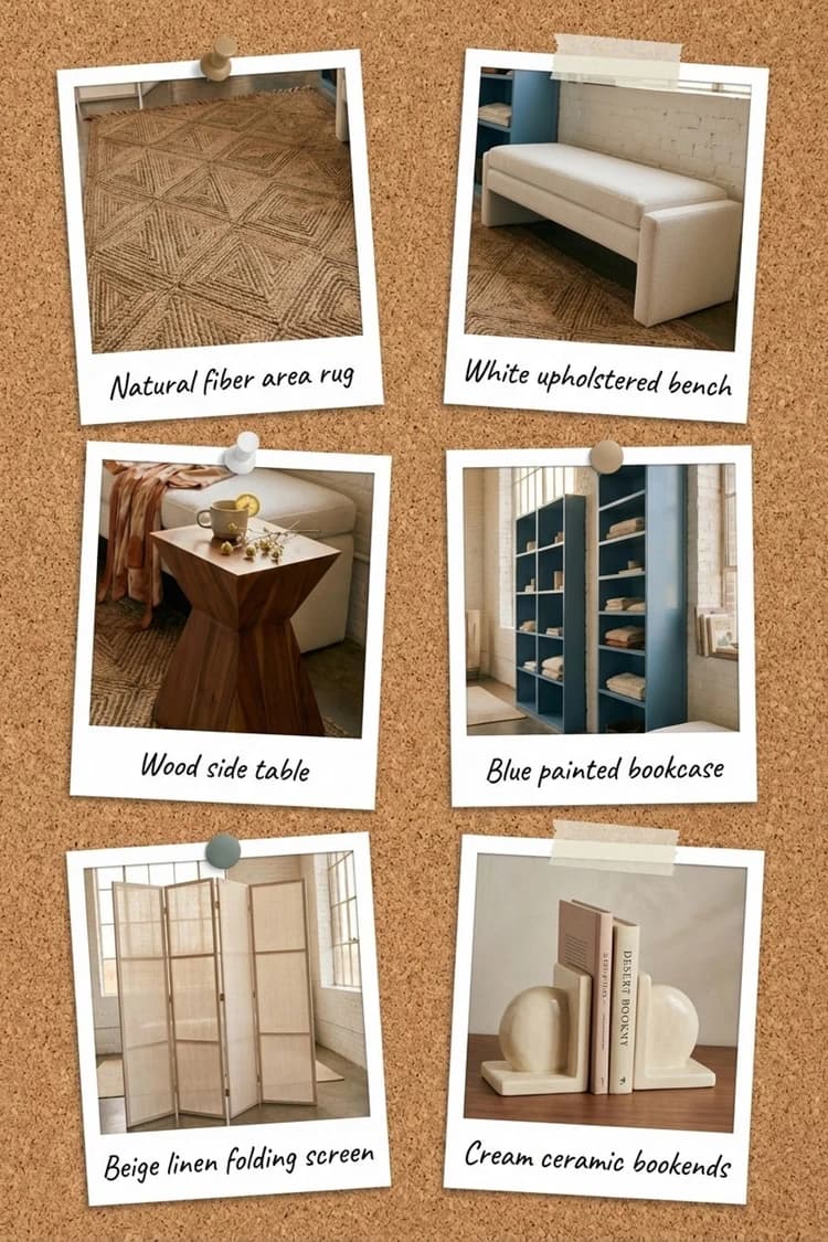 Light, Linen, Open Shelves - bedroom, dressing room, blue, beige, white - Get the Look Board