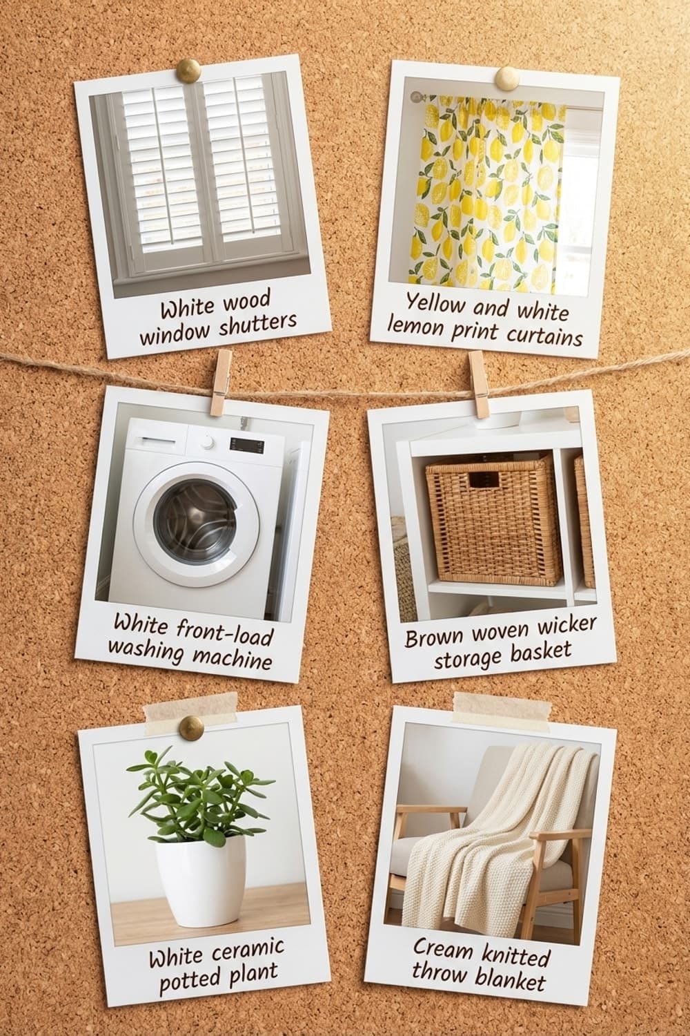 Lemon Light, Open Book - laundry room, beige, yellow, white, wood - Get the Look Board