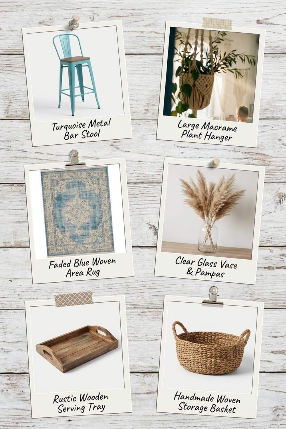 Sunlight and a Slow Chord - living space, blue, white, guitar, macrame - Get the Look Board