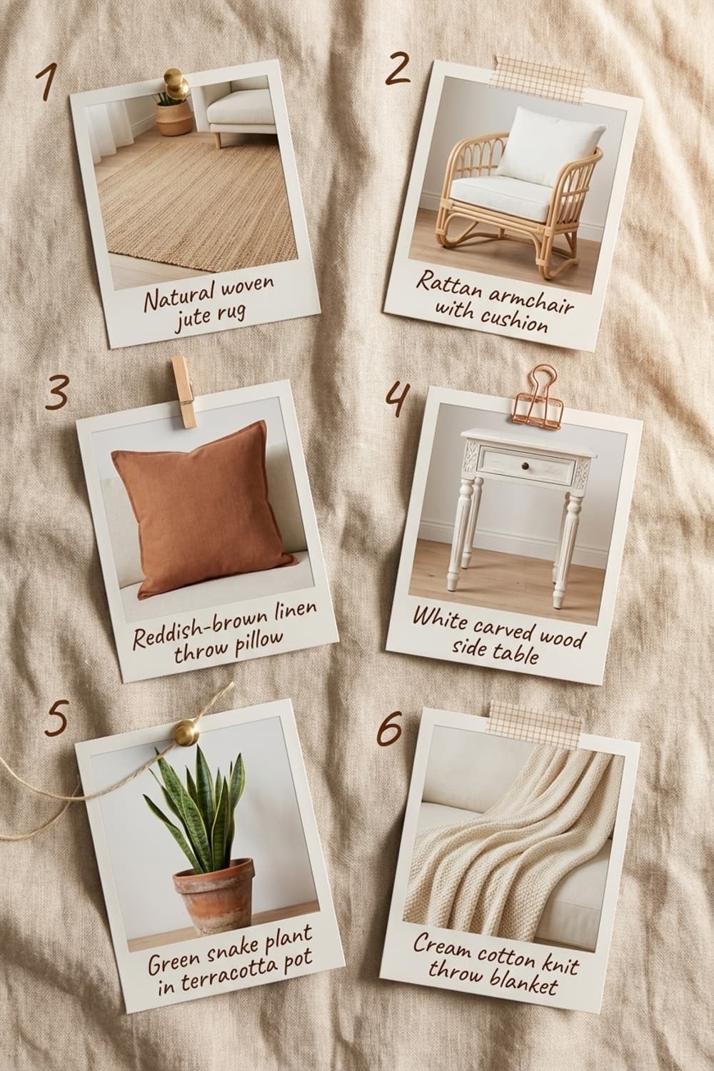 Sunrise and the Weight of Pages - reading nook, rattan chair, terracotta, linen throw, round jute rug - Get the Look Board