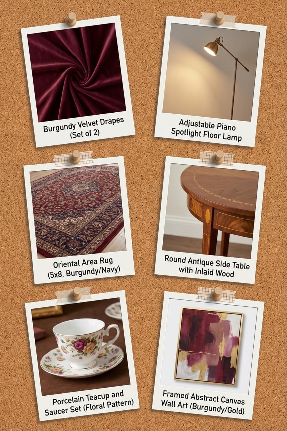 Before Notes Turn to Melody - music room, grand piano, burgundy, red, velvet - Get the Look Board