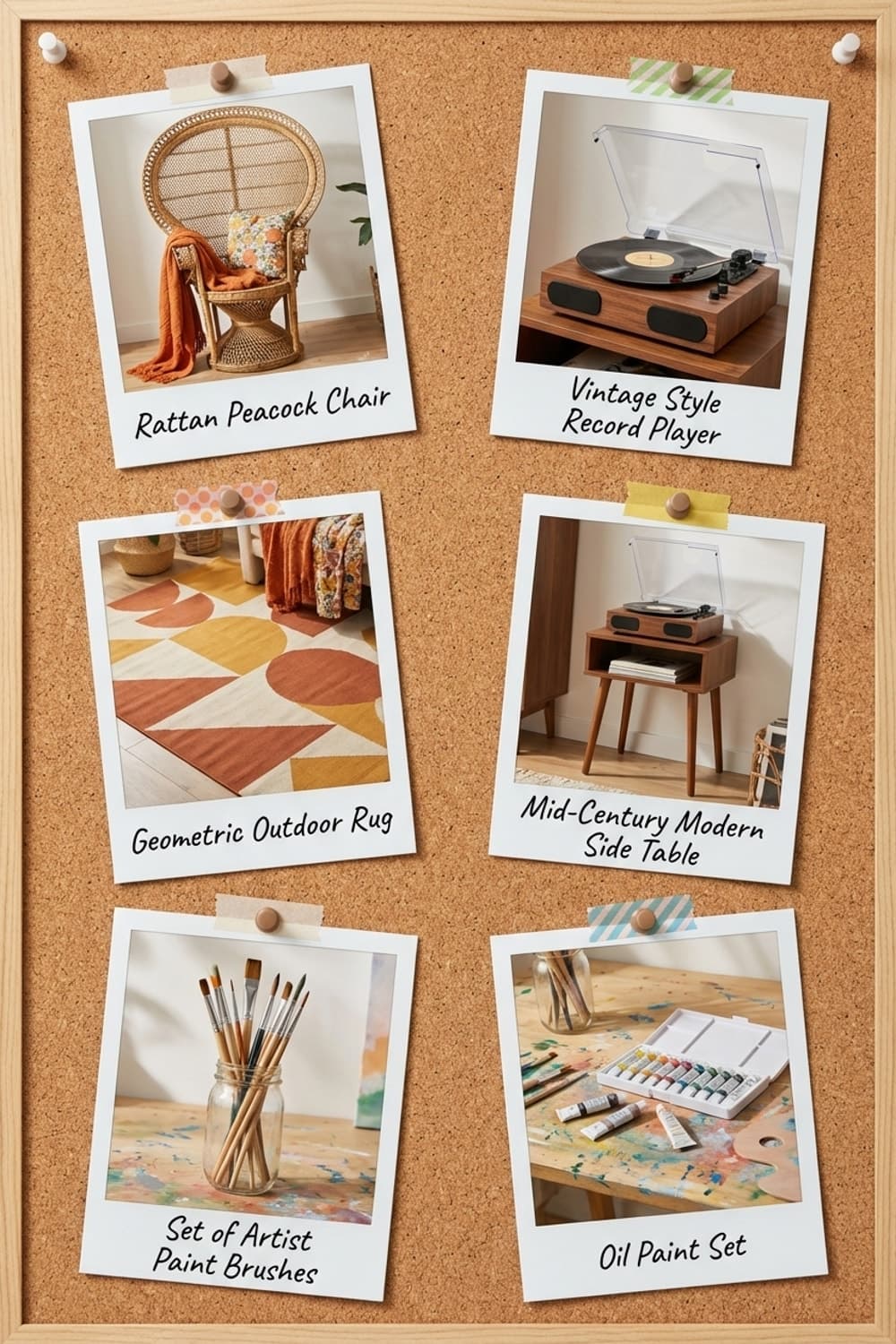 Inspiration in Golden Hour's Grip - artist studio, painting studio, warm light, abstract art, wooden table - Get the Look Board