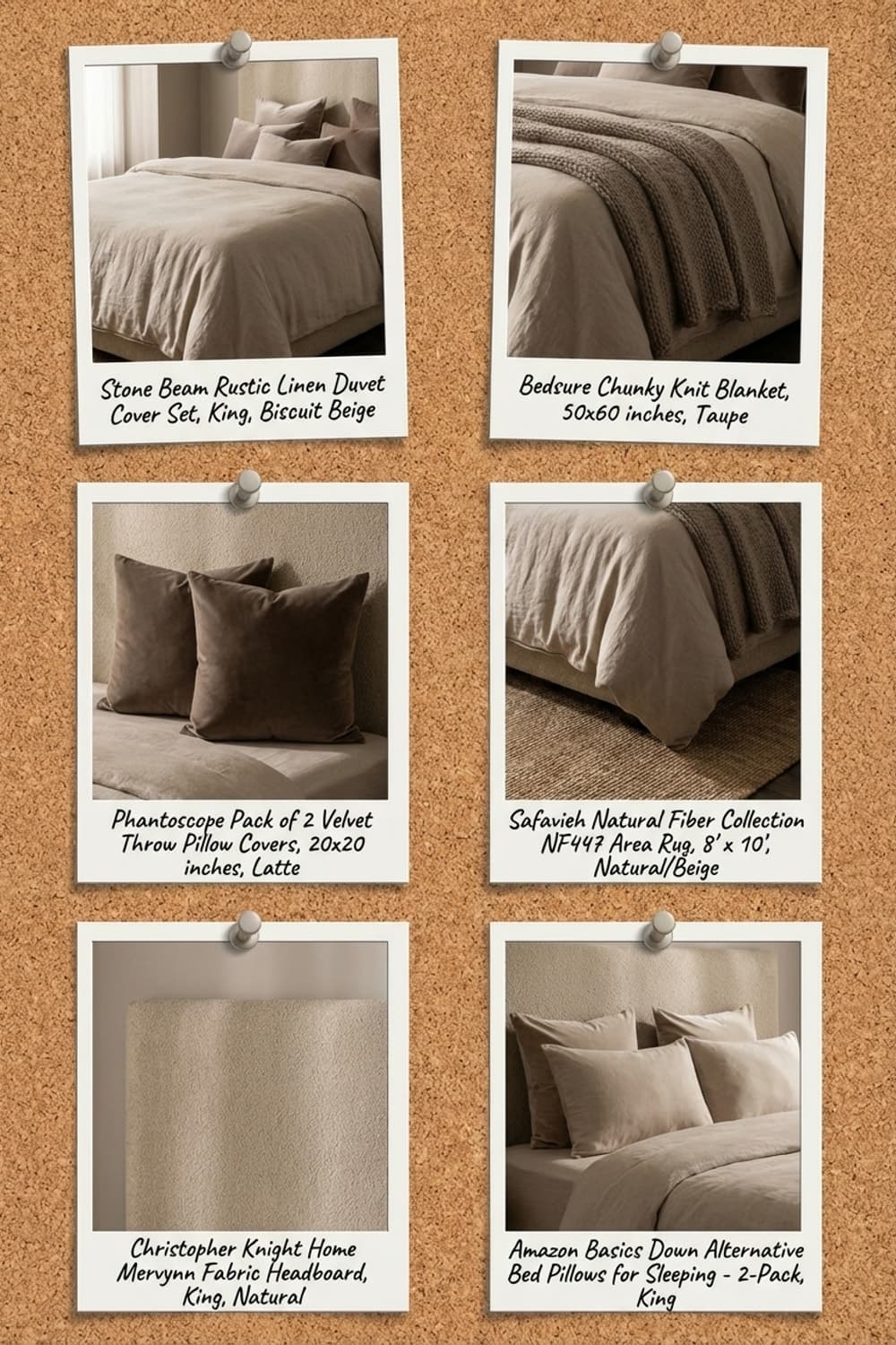 Linen Dreams in a Quiet Light - bedroom, beige, linen, bed, headboard - Get the Look Board