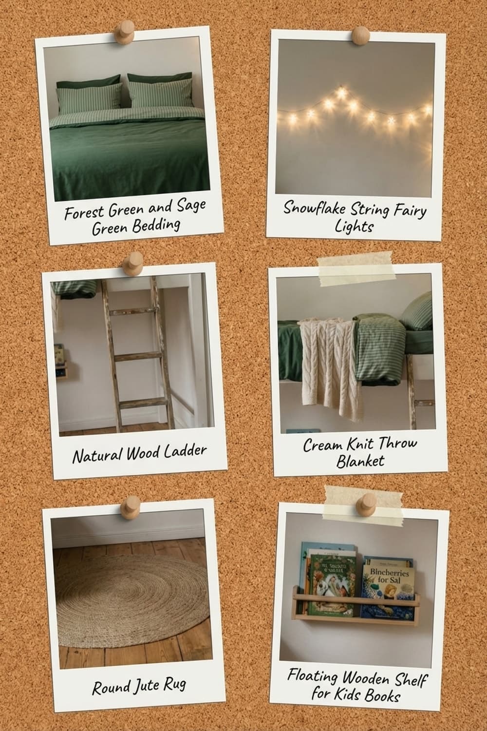 Ladder to Dreamlight - bedroom, loft bed, rustic ladder, string lights, neutral rug - Get the Look Board