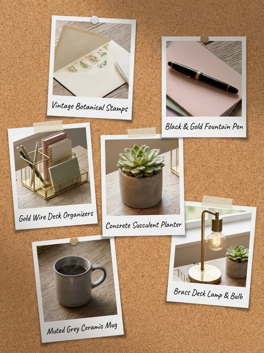 In Praise of Lingering Thoughts - Desk, letter writing, journaling, beige, tan - Get the Look Board
