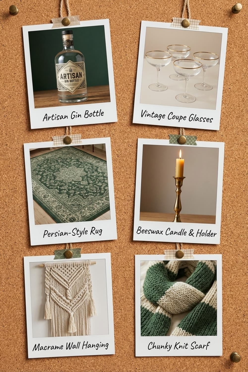 Aromatic Air and Golden Hour - living room, golden light, dried herbs, vintage glassware, wooden cabinet - Get the Look Board