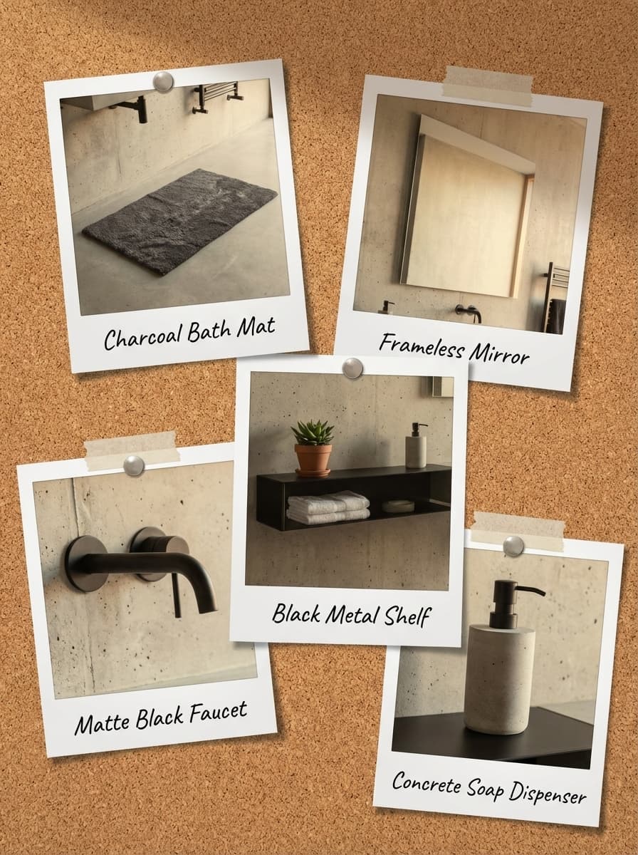 Echoes in Concrete and Light - bathroom, concrete, gray, modern, minimalist - Get the Look Board