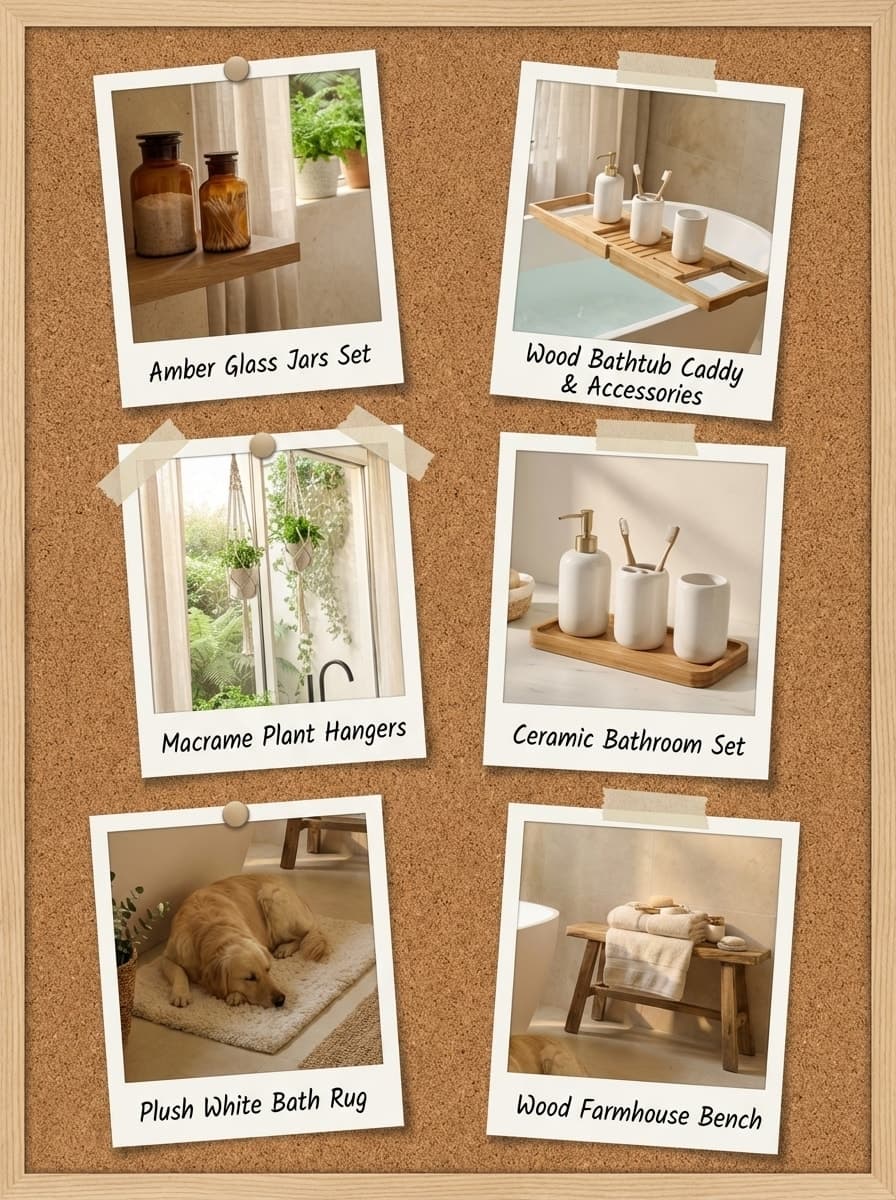 Steam, stillness, and golden slumber. - bathroom, beige, white, natural light, freestanding tub - Get the Look Board