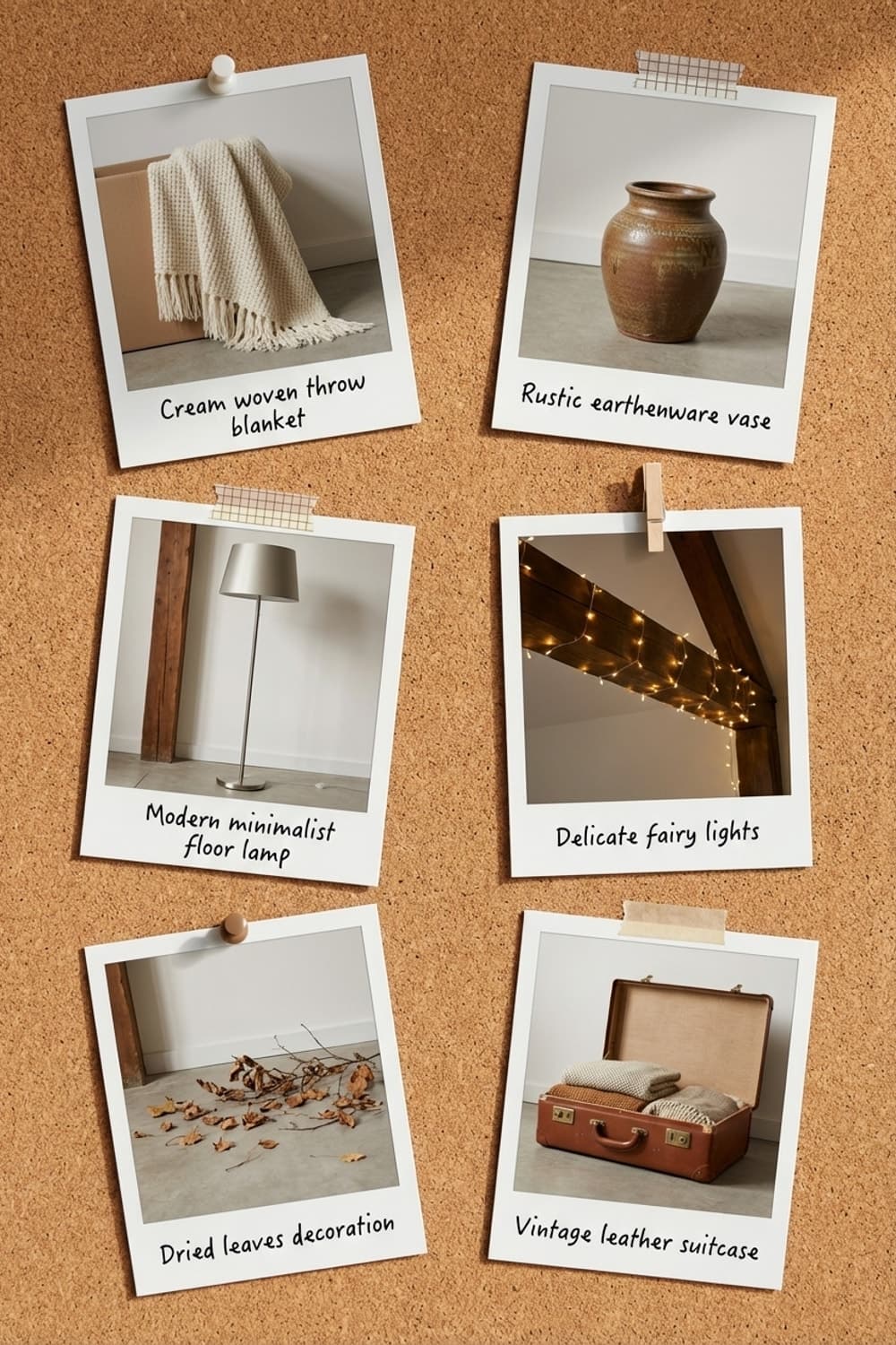 Untangling the Afterglow - entryway, stairs, wood, string lights, cardboard boxes - Get the Look Board