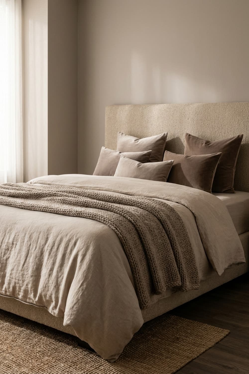 Linen Dreams in a Quiet Light - bedroom, beige, linen, bed, headboard - Room Inspiration