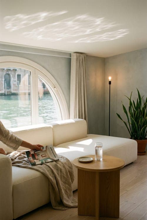 Water Light Dances on Plaster - living room, neutral, beige