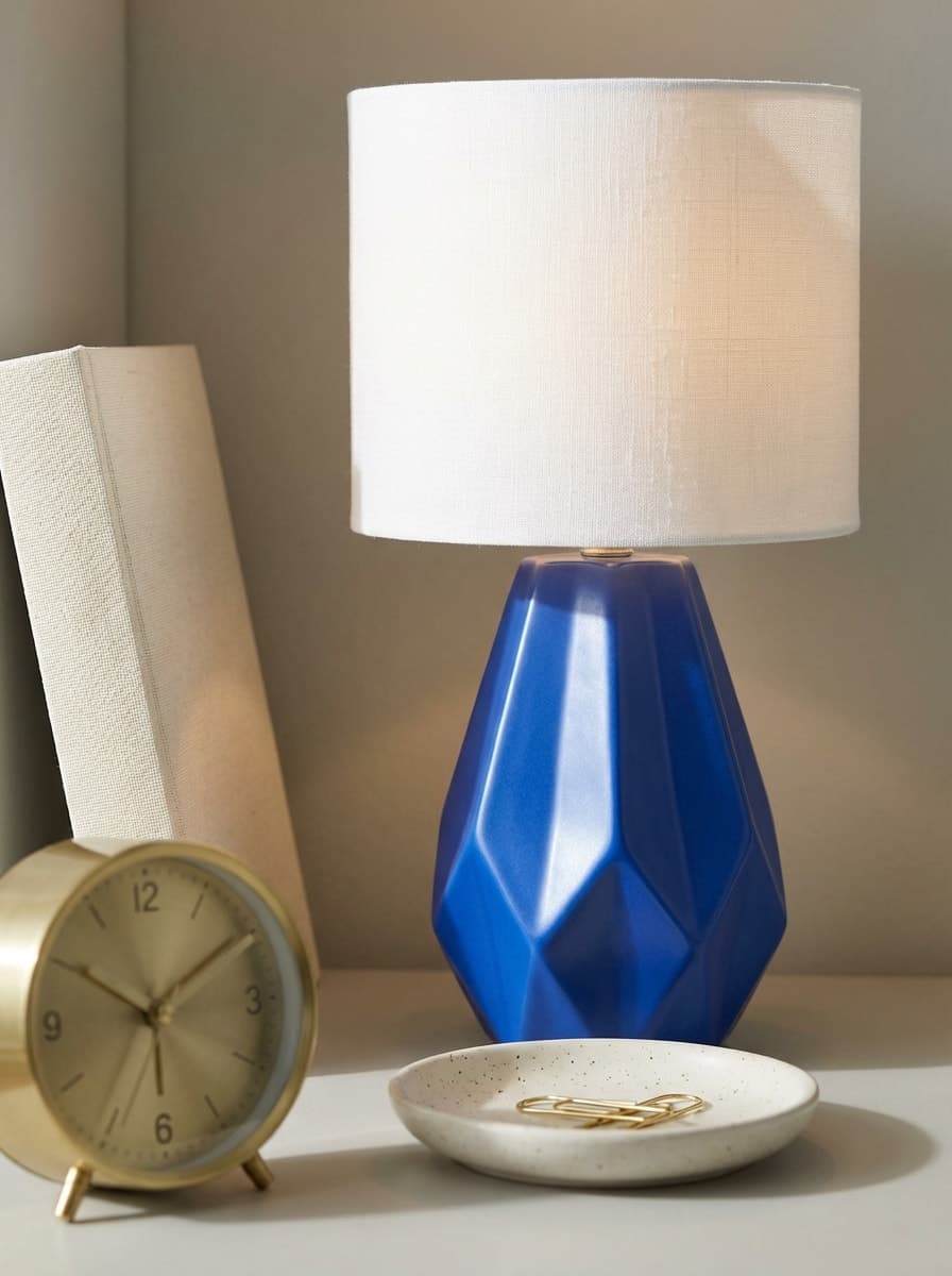 Gem Tones and Gentle Light - Bedroom, Blue, White, Lamp, Clock - Room Inspiration