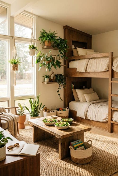 Where Greens Whisper, Woods Glow - bedroom, brown, beige
