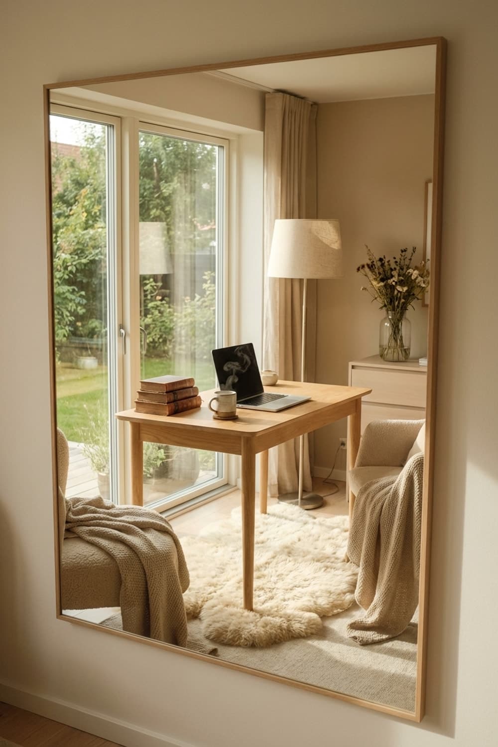 The Morning's Smoke - home office, beige, white, wood, laptop - Room Inspiration