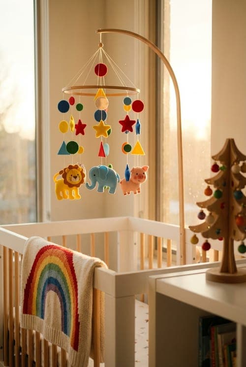 Dreams Woven in Felt and Light - nursery, crib, mobile