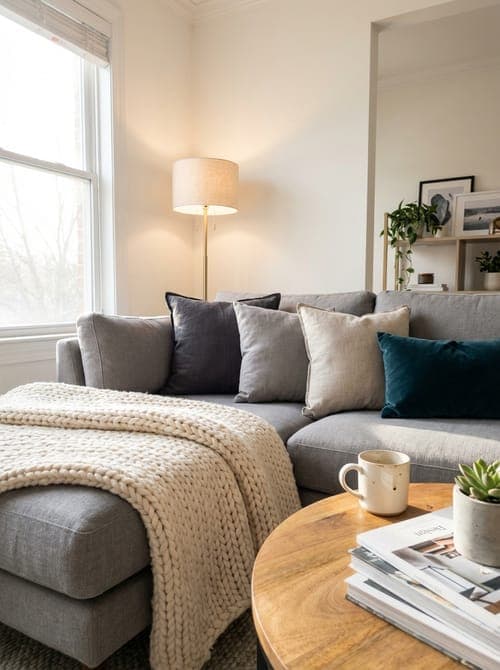 The Long, Quiet Afternoon - living room, gray, beige