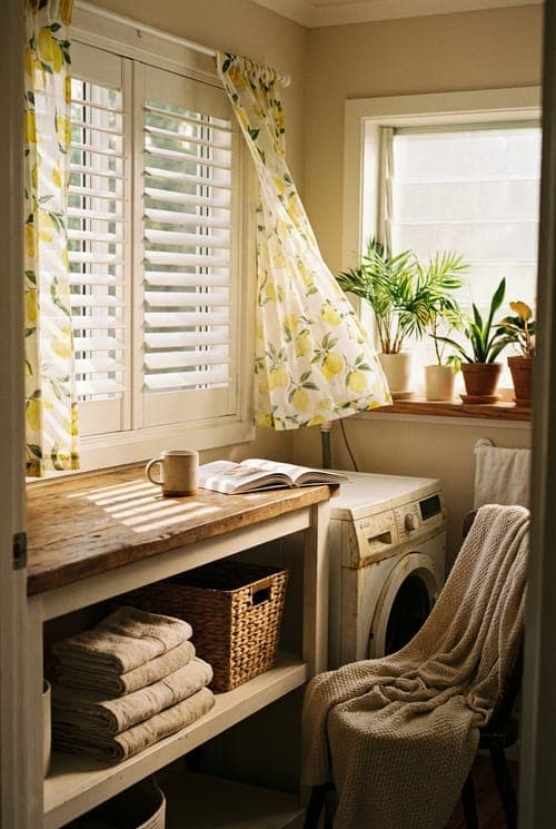 Lemon Light, Open Book - laundry room, beige, yellow