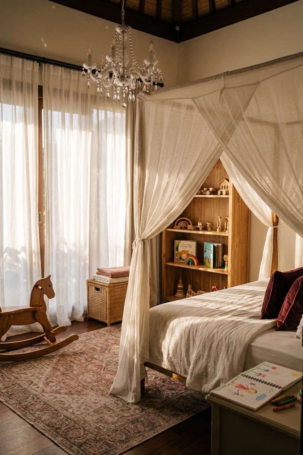 Golden Hour Dreams and Fairytales - bedroom, natural light, beige, white, brown - Room Inspiration