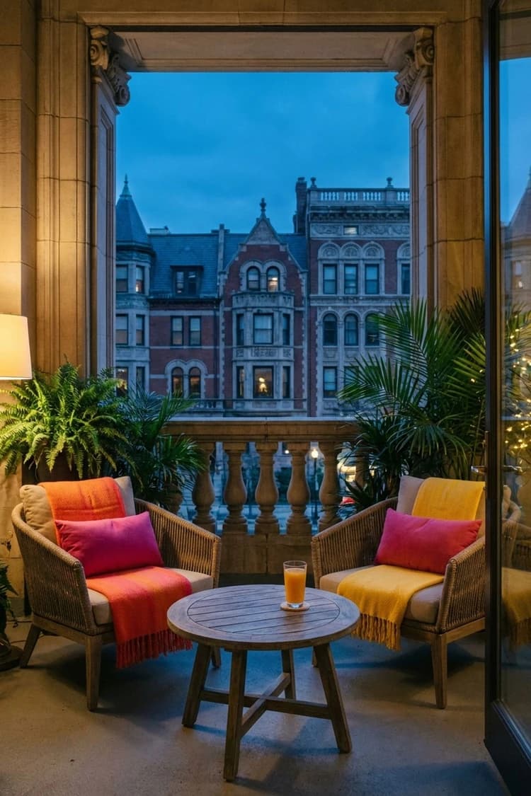 Remember How Good Weekends Feel? - balcony, patio, outdoor seating, orange, fuchsia - Room Inspiration