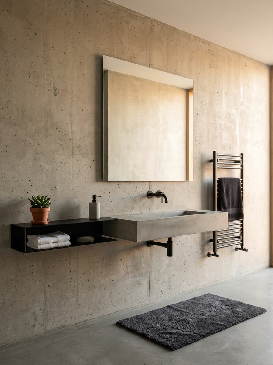 Echoes in Concrete and Light - bathroom, concrete, gray, modern, minimalist - Room Inspiration