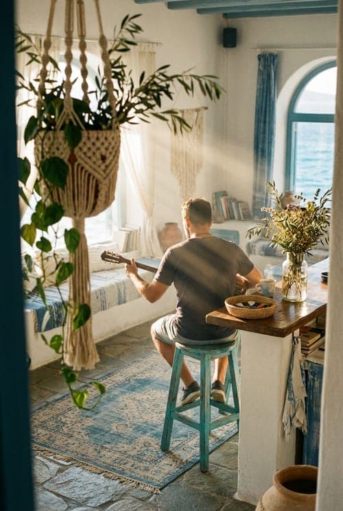 Sunlight and a Slow Chord - living space, blue, white