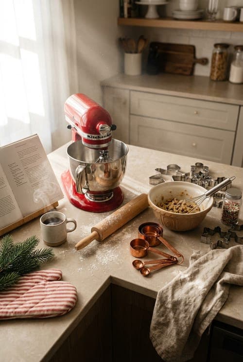 Sugar Dust and Winter Light - kitchen, baking, red