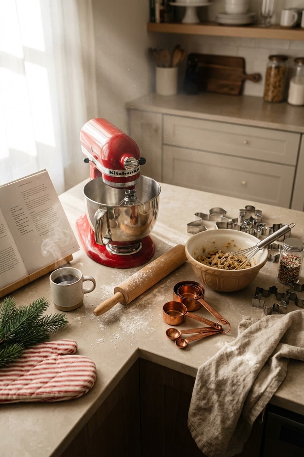 Sugar Dust and Winter Light - kitchen, baking, red, cream, copper - Room Inspiration