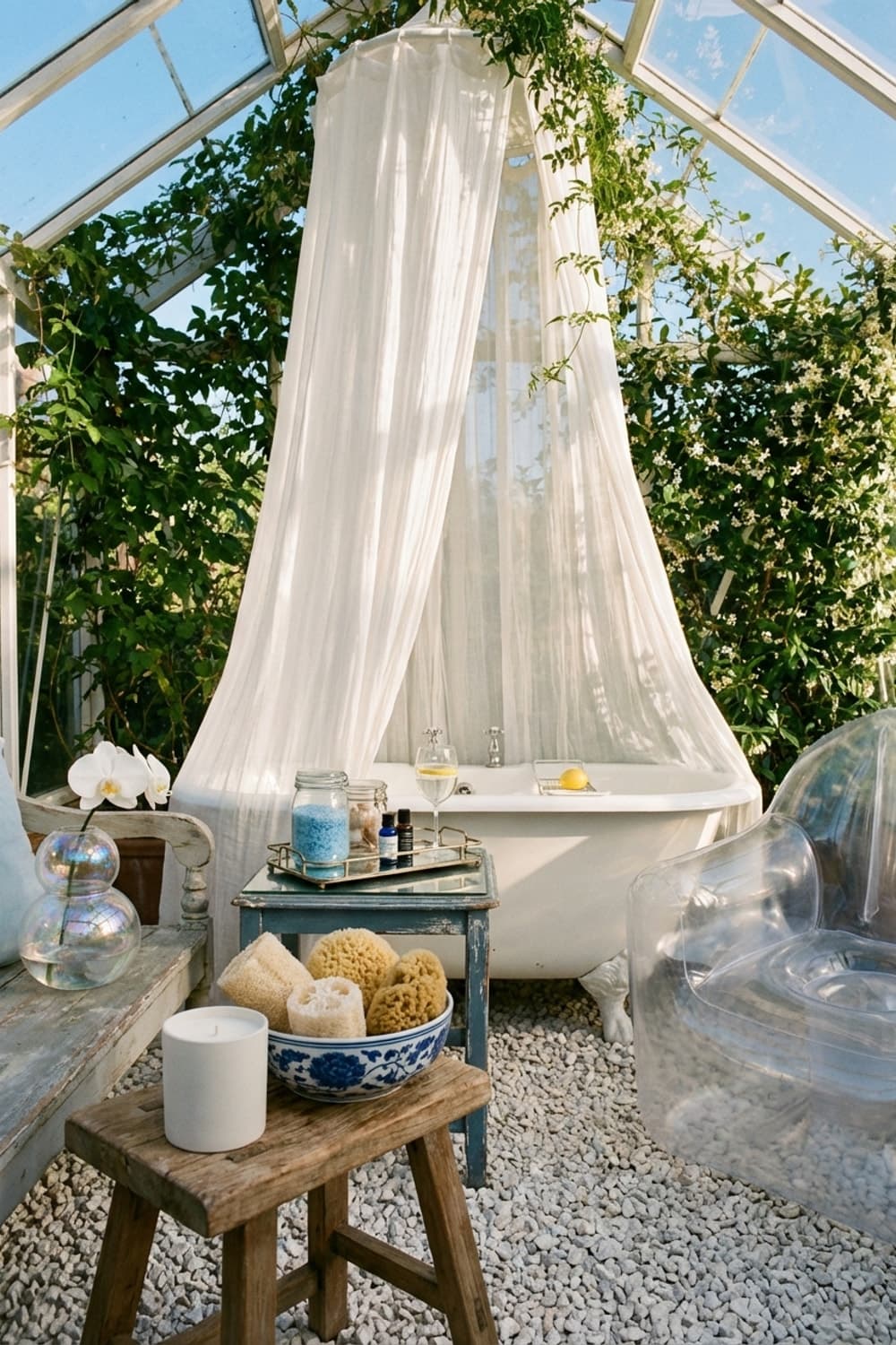 Thresholds. Unveiled. - bathroom, white, green, tub, natural light - Room Inspiration