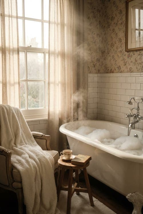 Ready To Let The World Wait? - bathroom, cream, white