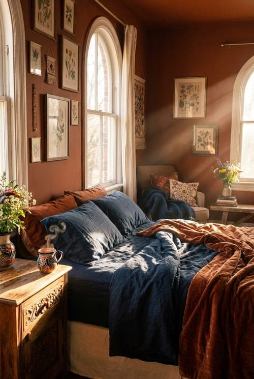 Ready to call in sick? - bedroom, rust, blue