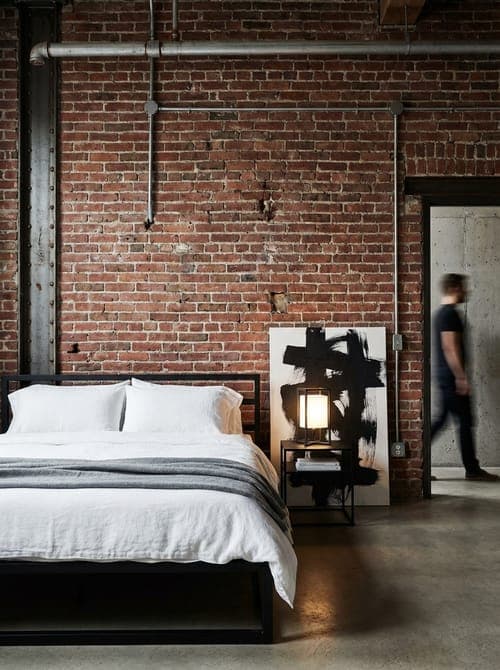 Echoes in Brick and Light - bedroom, exposed brick, industrial