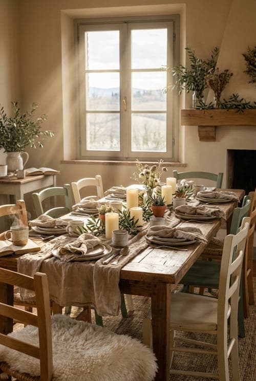 A Sunbeam and a Linen Napkin - dining room, rustic style, wooden table