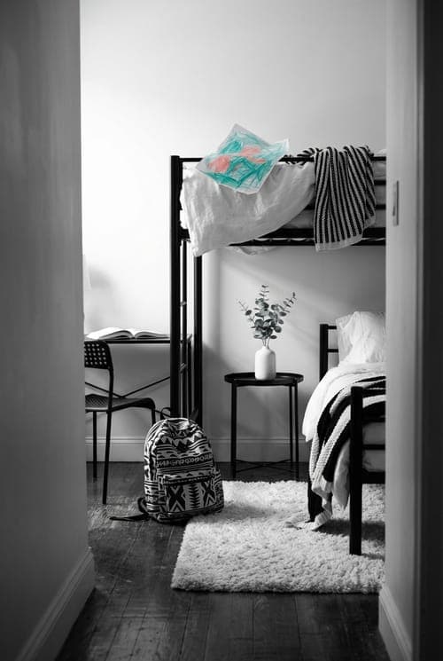 Homework and Dreams Interrupted - bedroom, black, white