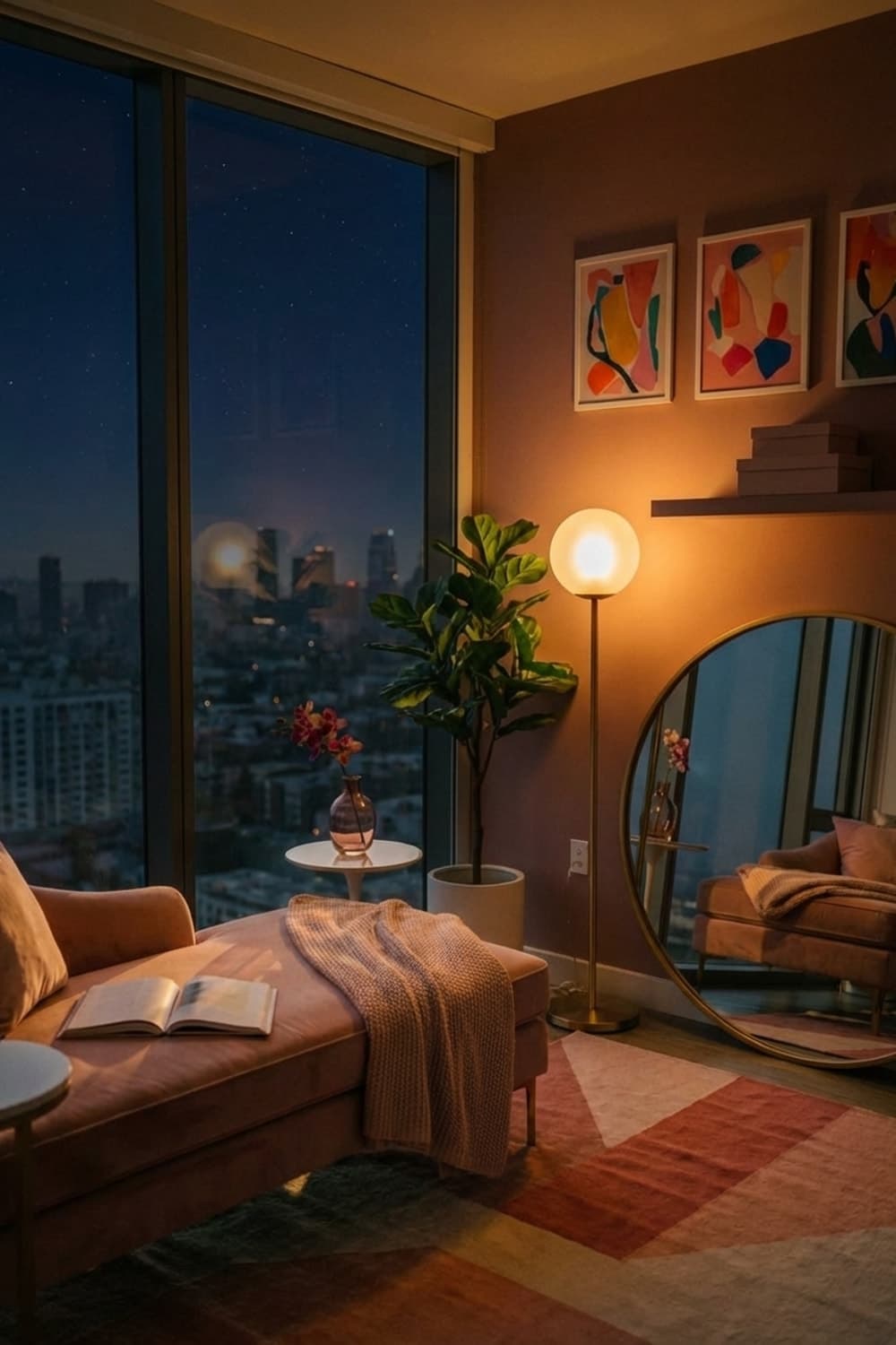 Mauve and Light. - living room, mauve, blush, pink, gold - Night Ambiance