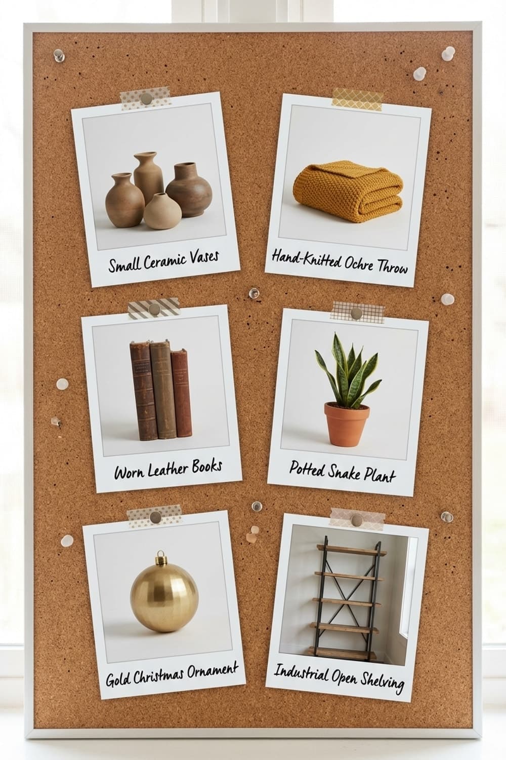 Golden Stillness in a Copper Nook - reading nook, terracotta, oak shelving, books, ceramic vases - Get the Look Board