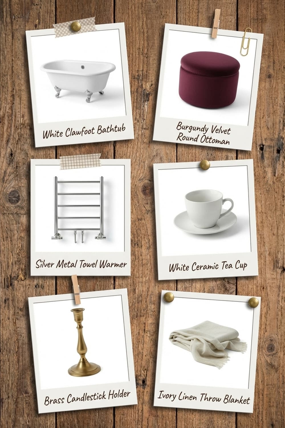 Steam, Candle, Still - bathroom, dark wood, white bathtub, candles, moonlight - Get the Look Board