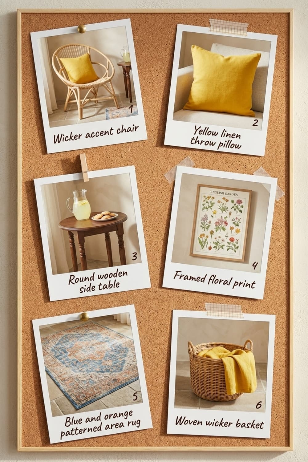 Lemonade, Light, and Waiting Cats - sunlit corner, orange cat, wicker chair, lemonade, stone floor - Get the Look Board