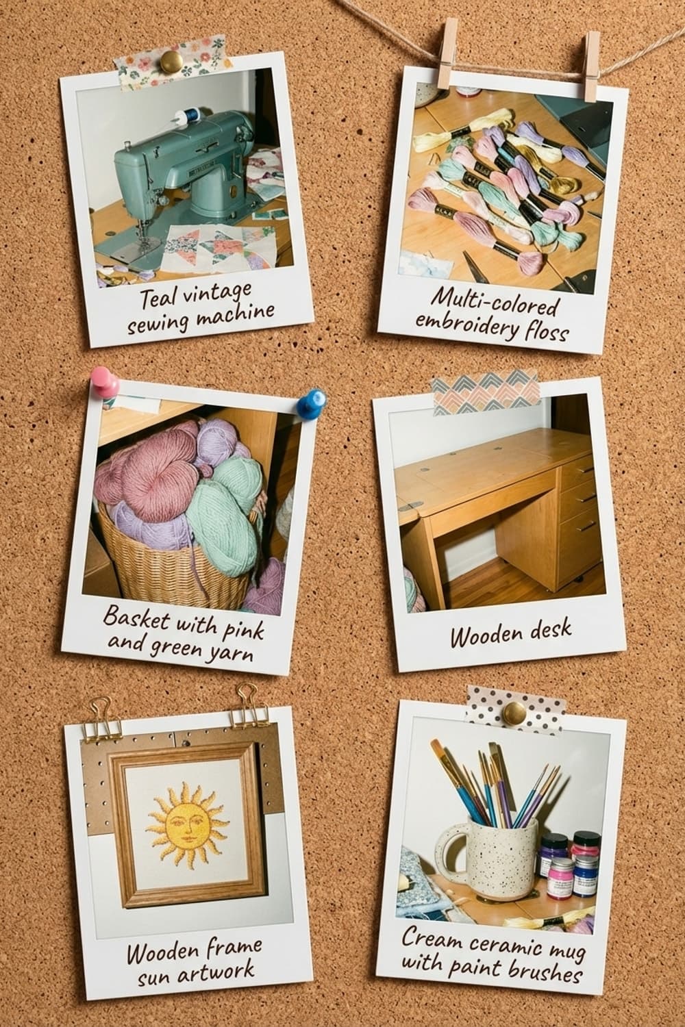 Making, Waiting. - craft room, sewing, golden retriever, turquoise sewing machine, wooden desk - Get the Look Board