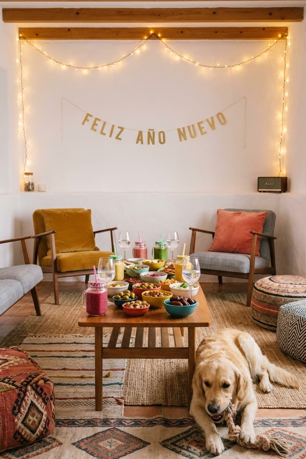 Golden Laughter, A Gentle Unwinding - living room, golden hour, beige, ochre, orange - Room Inspiration